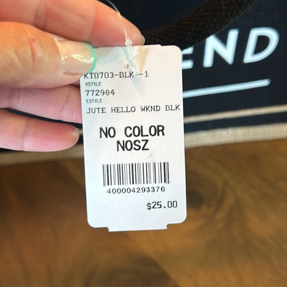 Hello Weekend Jute and Canvas Tote - Picture 6 of 6